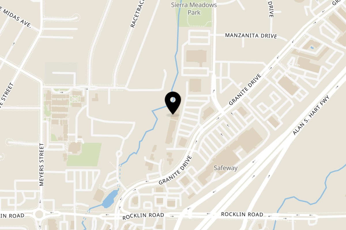 Map showing the location of Hot Off the Griddle Rocklin on 4800 Granite Dr in Rocklin